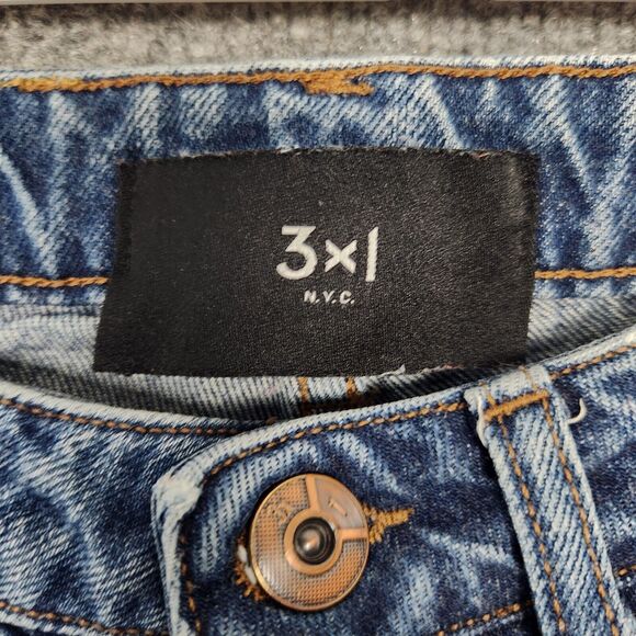 3X1 Sabina Distressed Raw Hem Button Fly Straight Denim Blue Jeans ITALY SIZE 26 - Picture 10 of 13